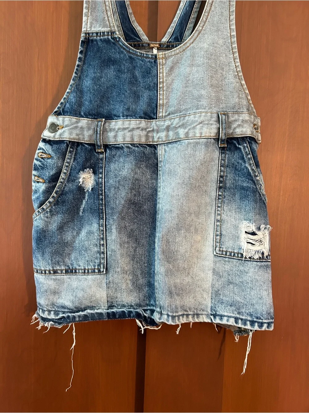 Women’s Two-Tone Blue Denim Overall Skirt